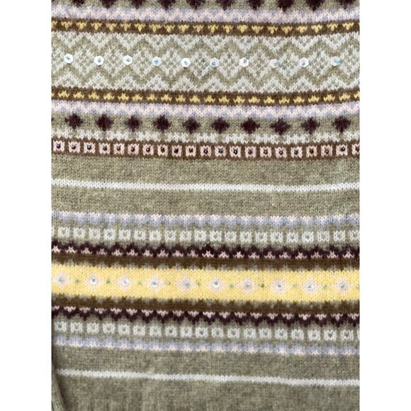 OLD NAVY BRAND Nordic Lambswool Cowl Neck Sweater Women's Large Sage Striped EUC - Picture 6 of 11